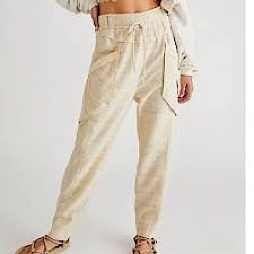 FREE PEOPLE Sweet Escape Drawstring Pant in Cream Size S - Picture 4 of 12